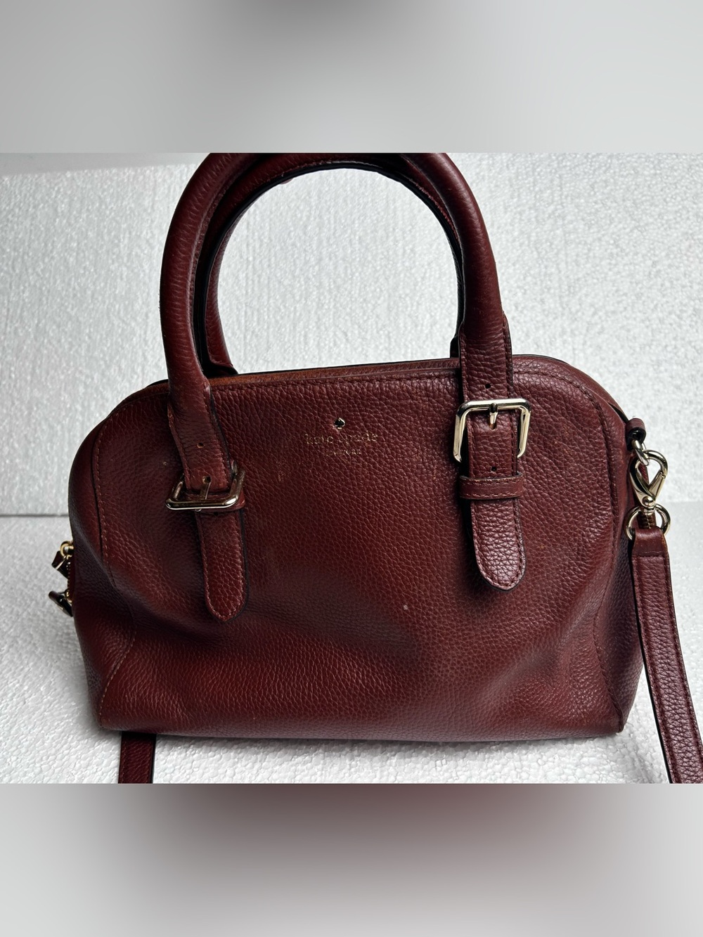 kate spade Pebbled Leather Satchel in Deep Burgundy
